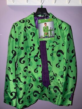 The Riddler Suit / Costume - Jacket, Pants, & Tie - Halloween Costume